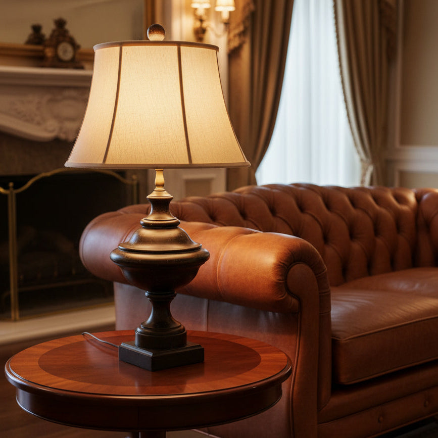 Chapman Wood Pedestal Base Table Lamp, Sku 033737