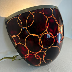 Wall Sconce Fiberglass Material with Decorative Gold Rings on Dark Brown Ground, Sku 033694