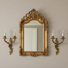 Pair of Rococo Style Brass Sconces, Double Am, Sku: 033549