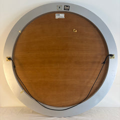 Moderne by Cresent Round Beveled Mirror in a Silver Tone Frame, Sku 034046
