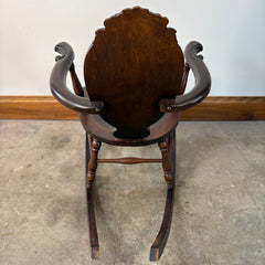 Hubbard & Eldredge Antique Mahogany Rocker with Carved Flower Detail, Sku 033294