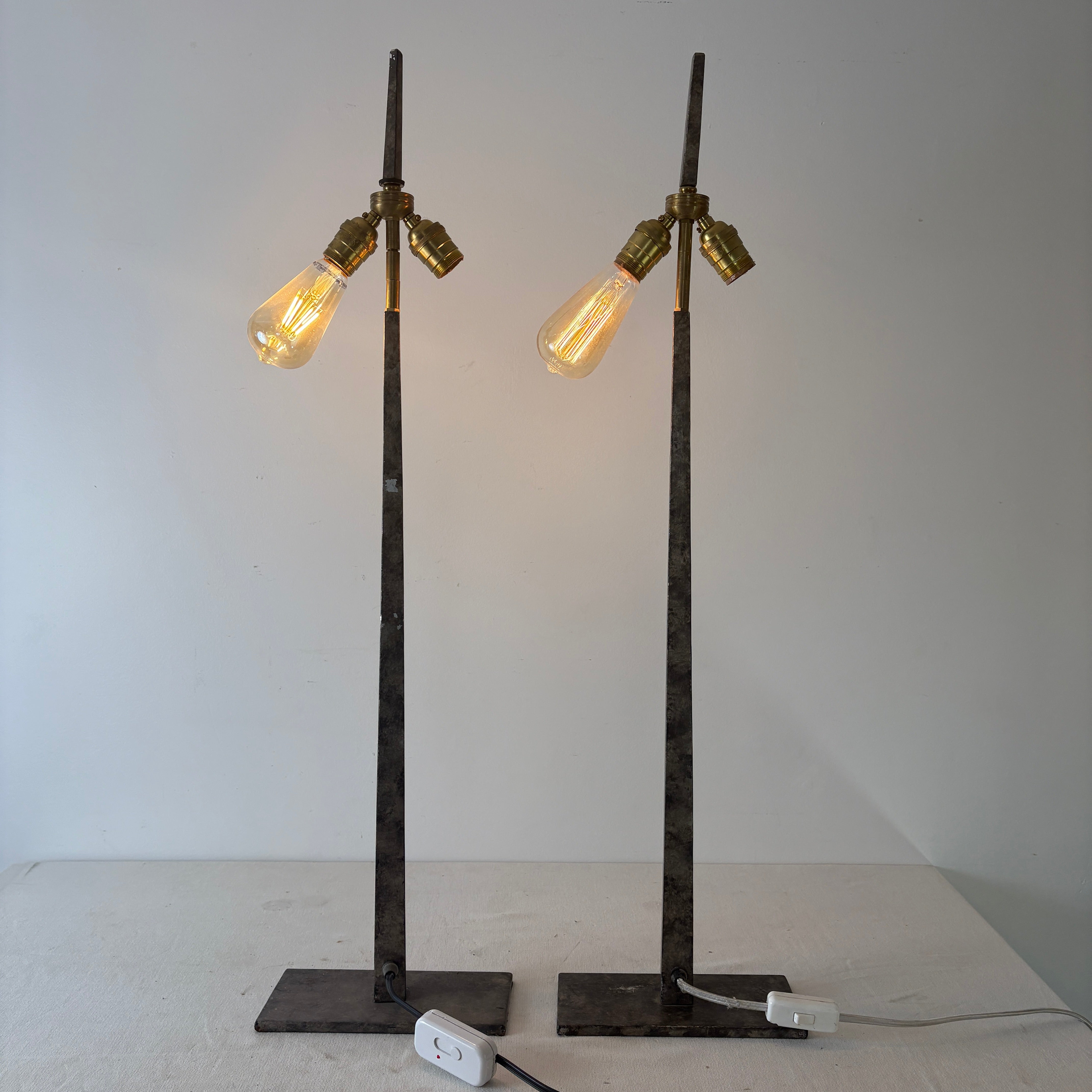 Pair of Industrial Style Solid Steel Table Lamps, Sku: 033145