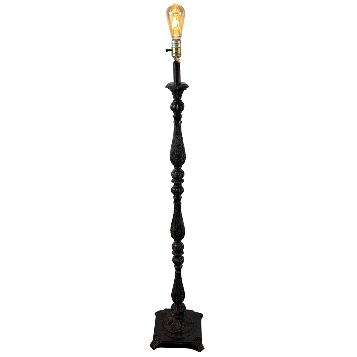 Faux Bronze Floor Lamp with Carved Detail, Sku 033118