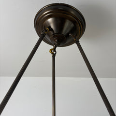 "Urban Archaeology"  Alabaster Bowl 3 Rod Chandelier Greek Key Detail, Sku: 033238