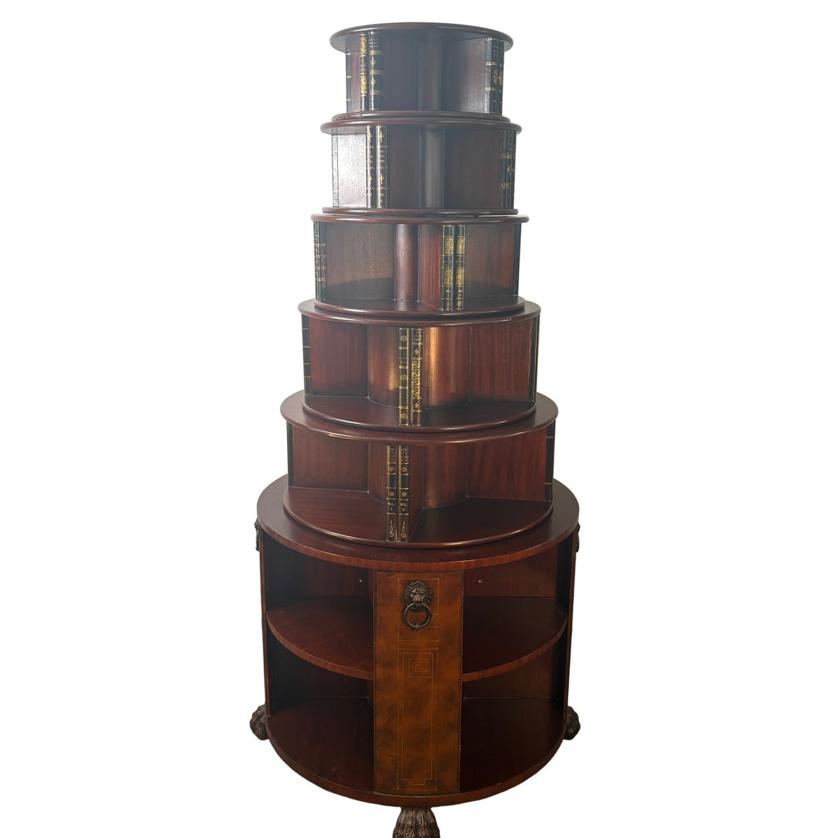 Thomasville Round Rotating Bookcase with Claw Feet, Sku 033248
