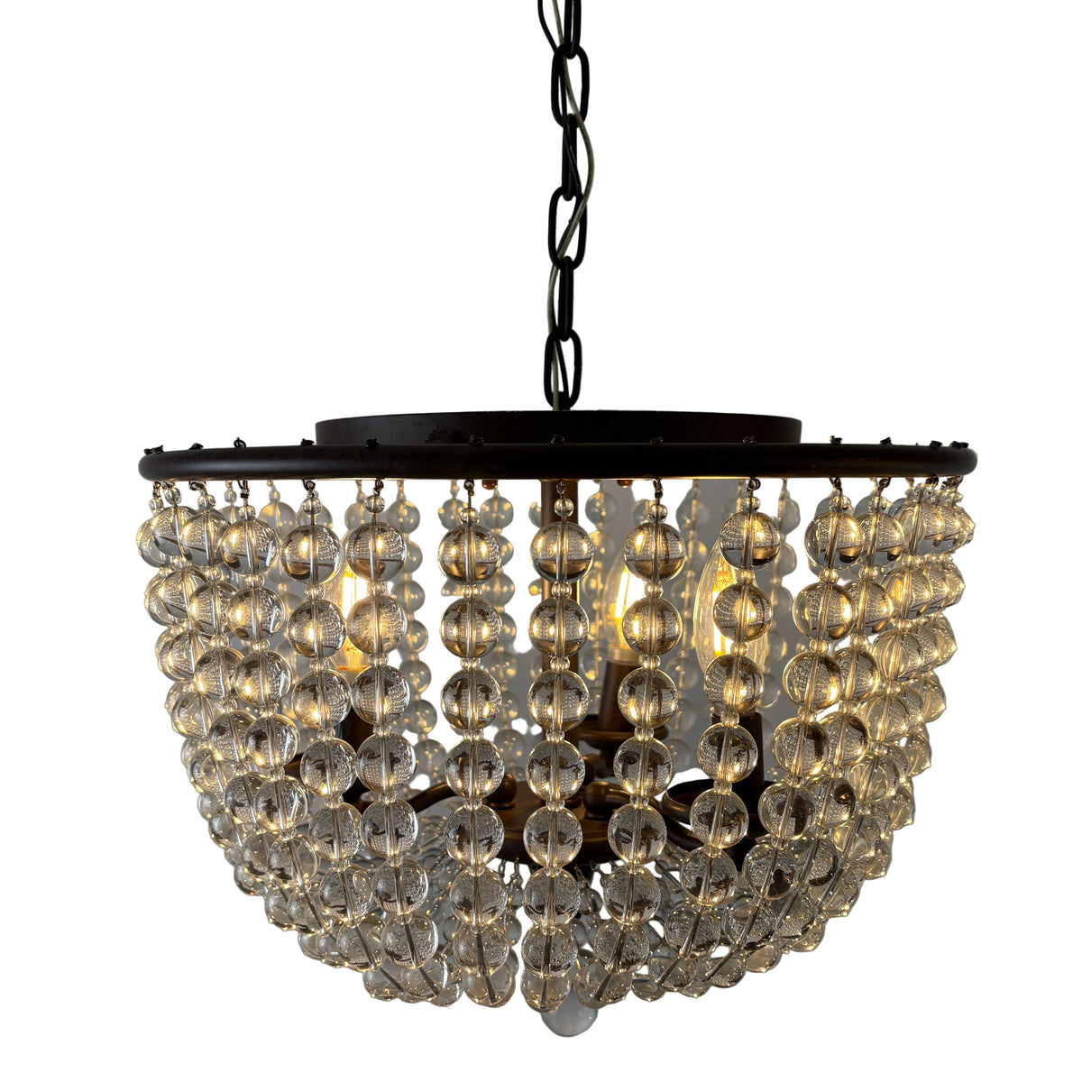 Chandelier with Glass Beads - Flush Mount, 3 Candle Lights Sku 033114