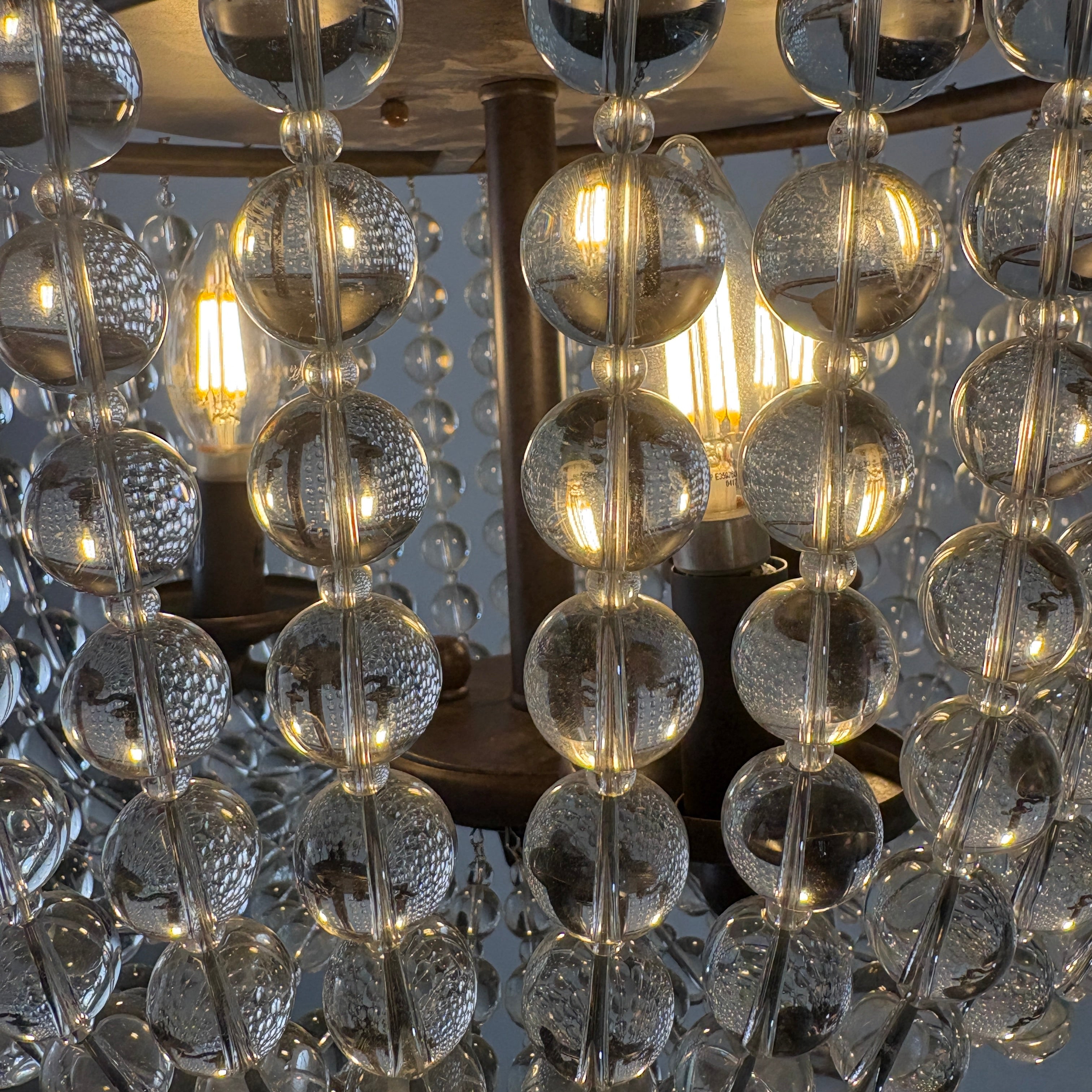 Chandelier with Glass Beads - Flush Mount, 3 Candle Lights Sku 033114