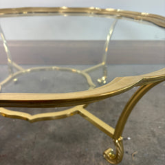 Hollywood Regency Scalloped Brass & Glass Coffee Table, Sku 033125