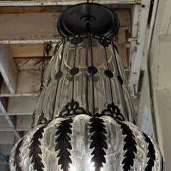 Acorn and Oak Leaf Motif Pendant Light, Glass and Metal Sku 033041