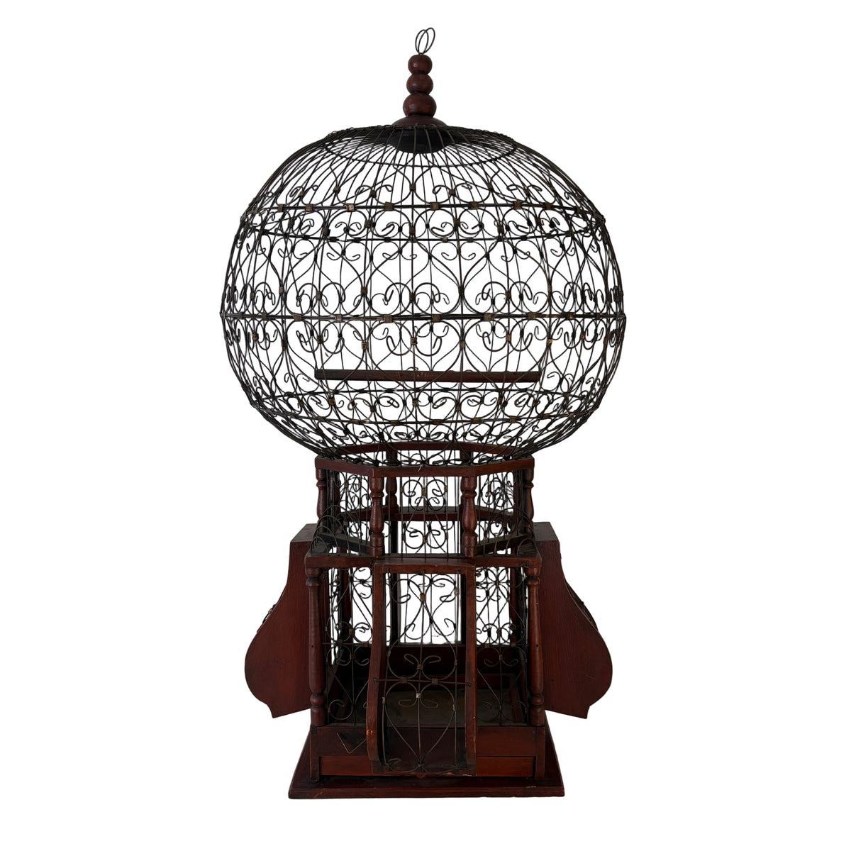 Hot Air Ballon Bird Cage Constructed of Wire and Wood, Sku: 033166