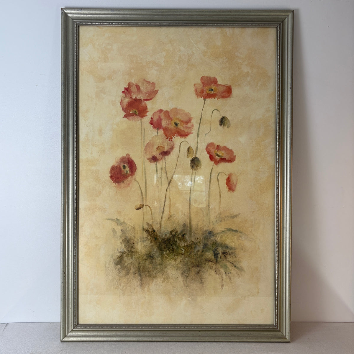 Poppy Art Print Under Glass in Frame, Sku: 033140