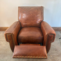 Brown Leather Recliner Brass Nail Head Detail, Sku 033230