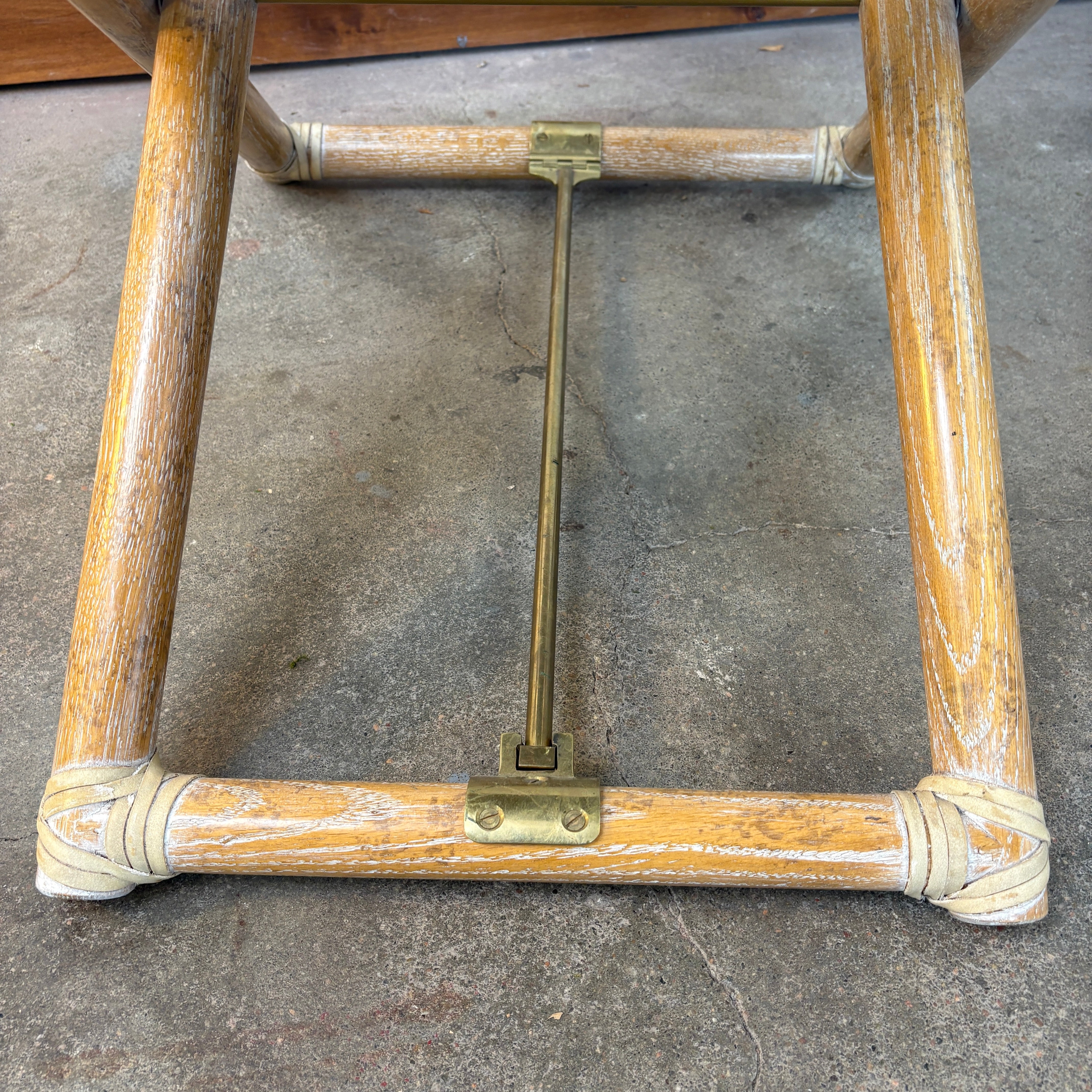 Vintage McGuire Oak, Leather and Brass Directors Chairs, Green Suede.  Sold only in Pairs.  Each Chair is $1250.