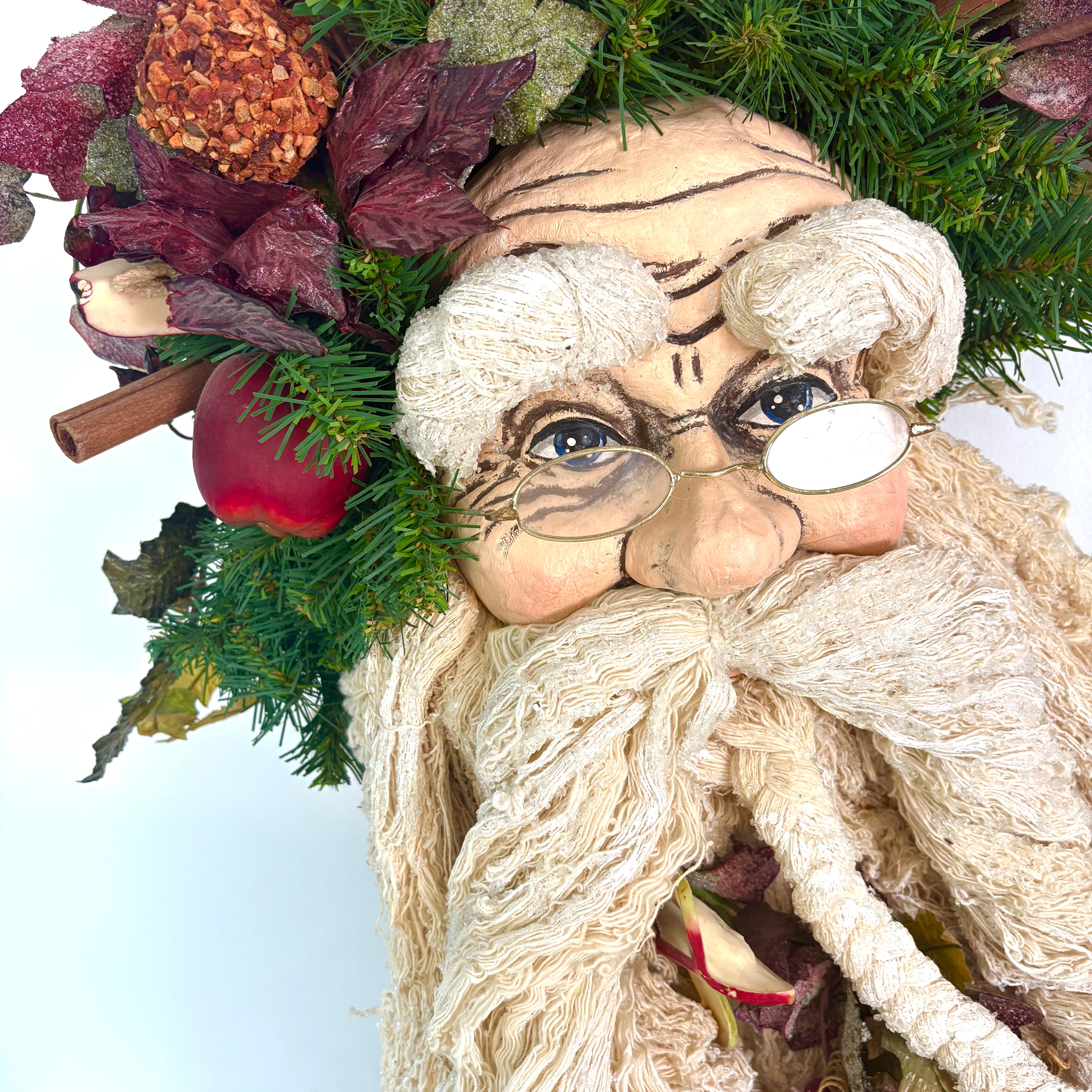 Wreath with Christmas Santa, Custom Made, Hand Painted Face, Sku, 032992