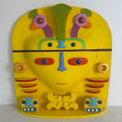 Ceramic created and painted by Max Lehman, Yellow Ground Color. Sku, 032985