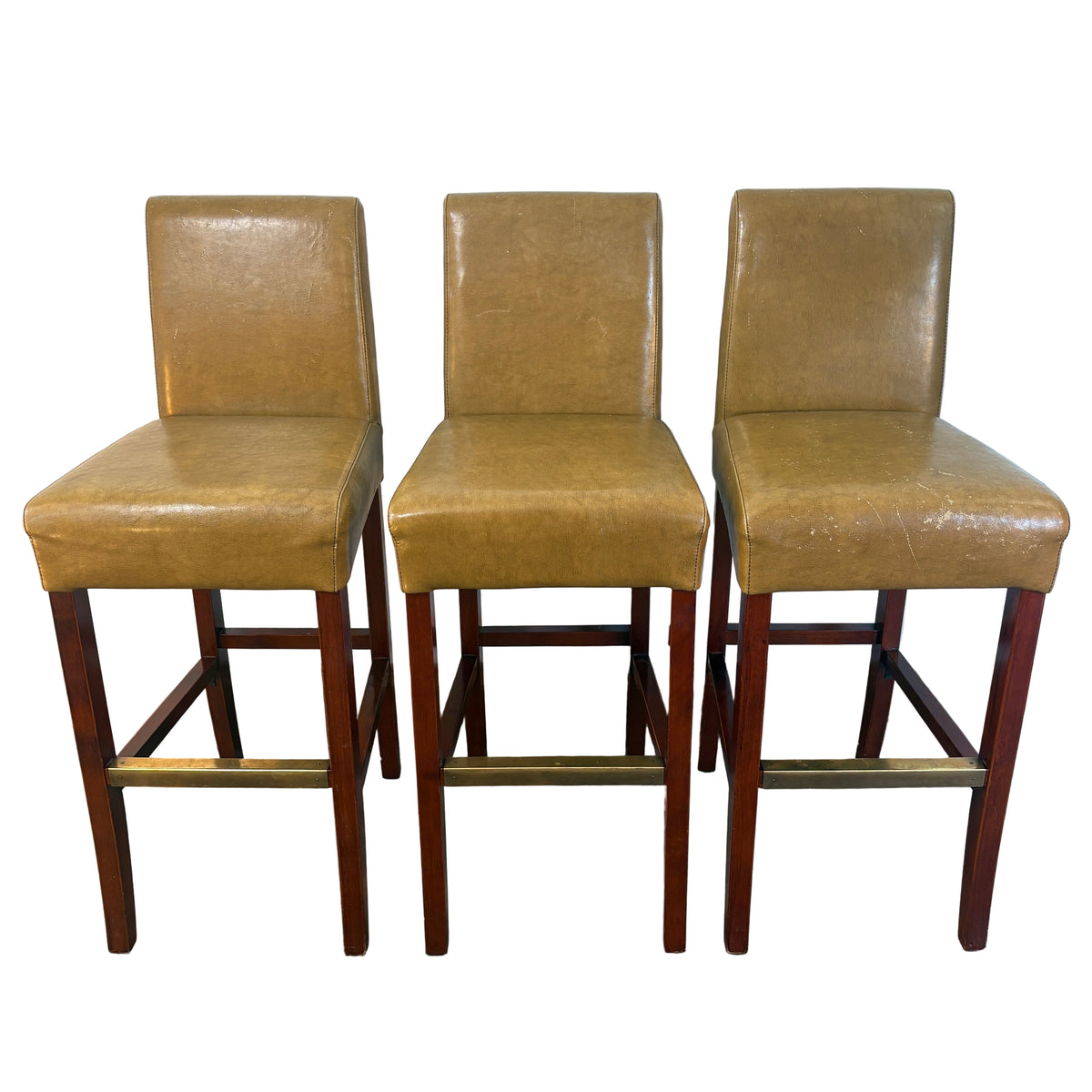 Holly Hunt For Palecek Set of 3 Barstools Caramel Leather, Sku 033234
