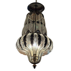 Acorn and Oak Leaf Motif Pendant Light, Glass and Metal Sku 033041