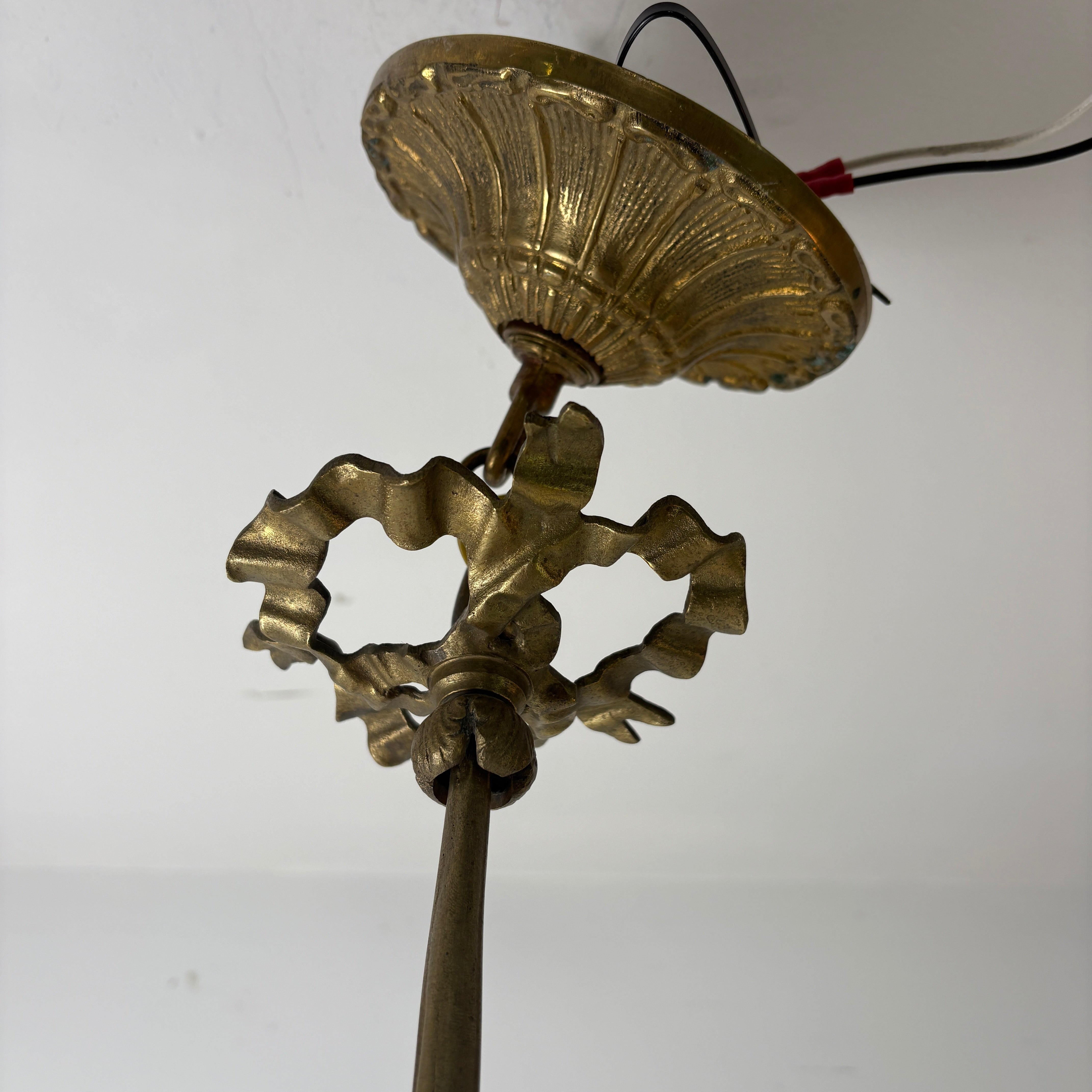 Cupid and Rosette Pendant Light Antique Gold and Bronze Like Finish, Sku 033113