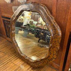 Large Ornate Faux Burled Wood Mirror with Scalloped Frame, Sku: 033273
