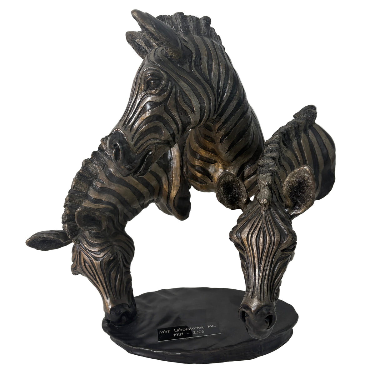 Mark Hopkins Artist Limited Edition Bronze Sculpture: "Watering Hole" - Three Zebra Heads, Sku 033250