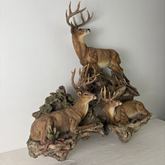 Mill Creek Studios, Artist Danny Edwards, "Sunrise" 1034/1200, 3 Whitetail Bucks, Cast Resin Wall Sculpture Sku: 033209