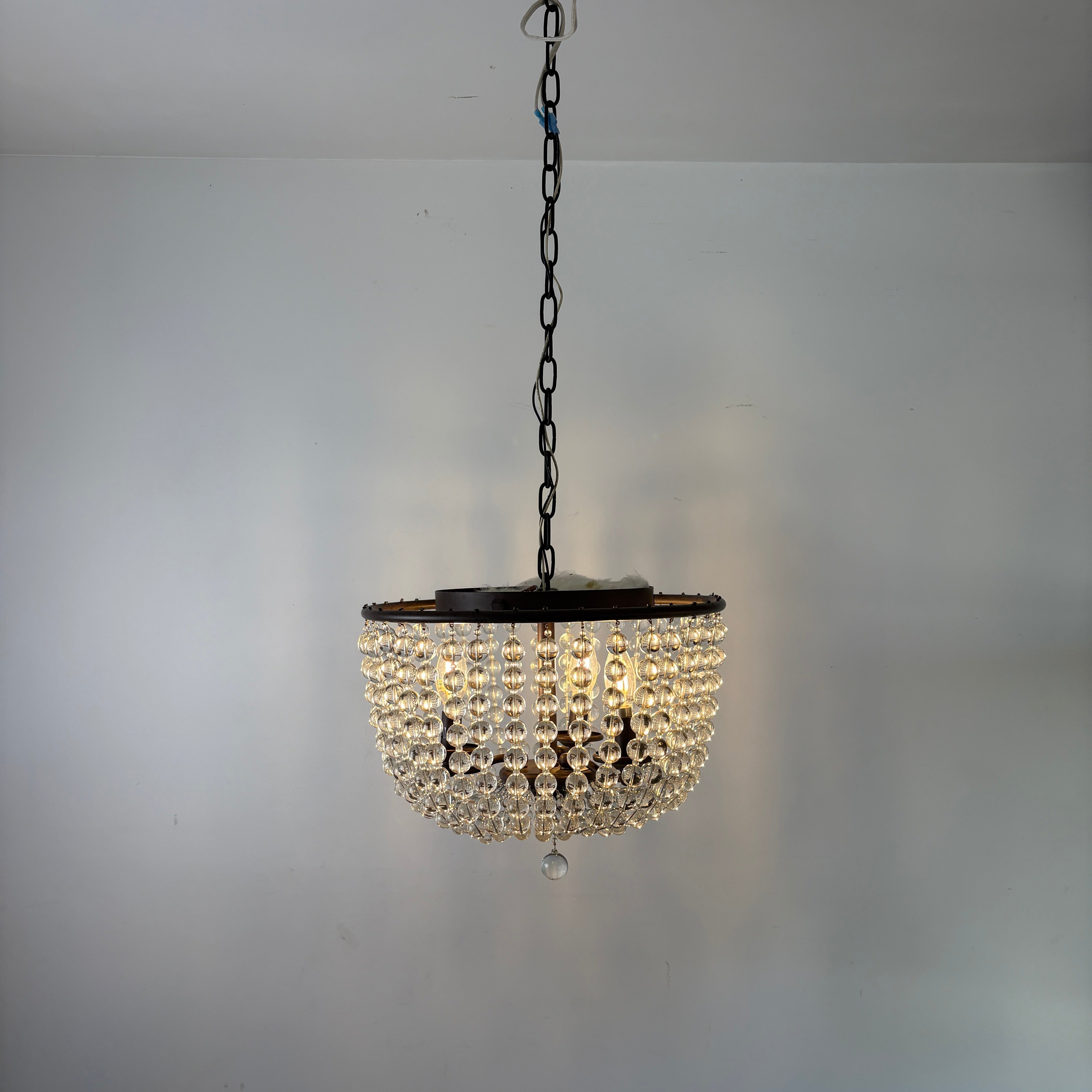 Chandelier with Glass Beads - Flush Mount, 3 Candle Lights Sku 033114