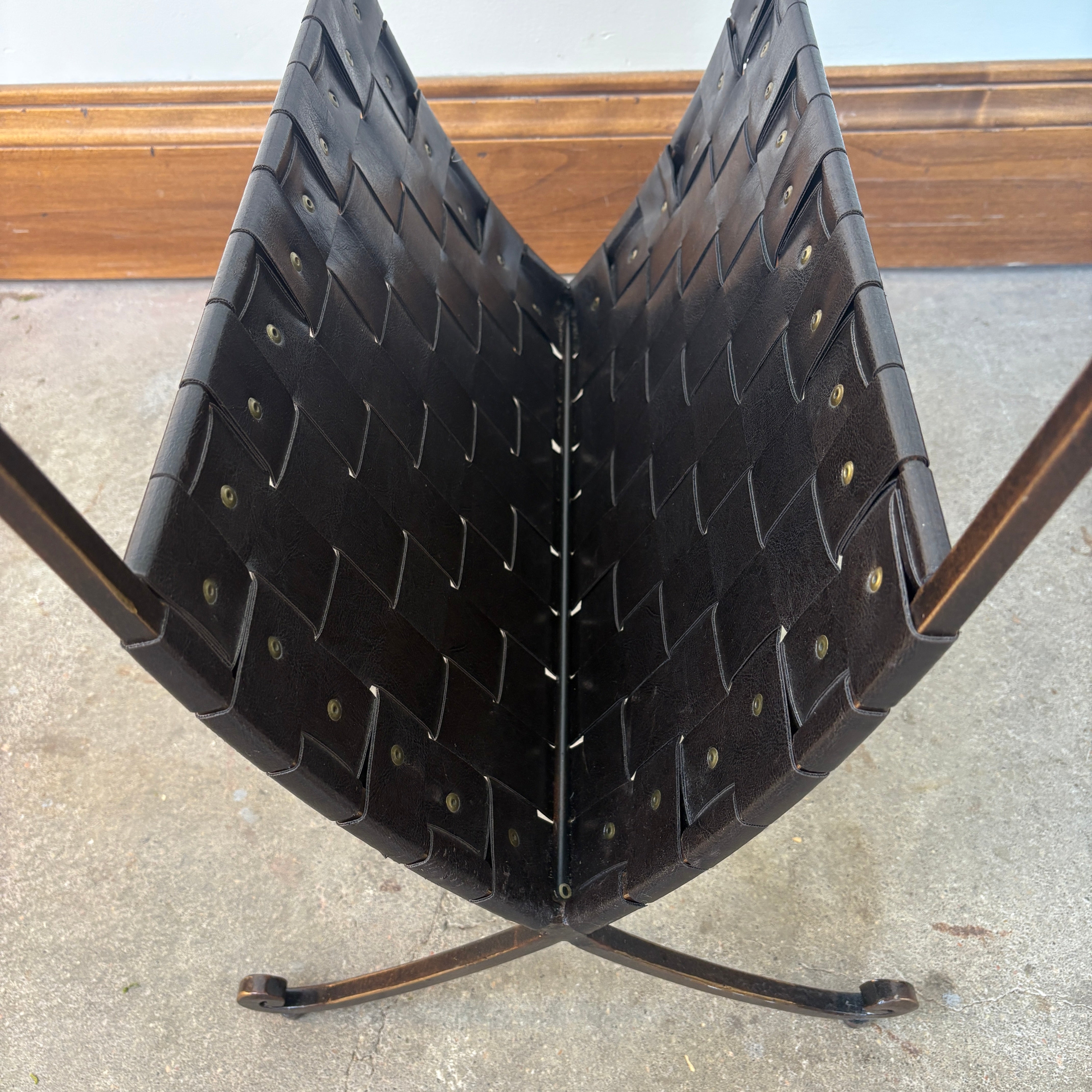 Magazine Table, Metal, Glass and Leather, Sku 033007