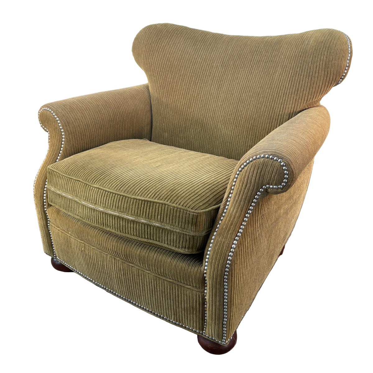 Milling Road, Division of Baker Gold Chenille Ribbed Fabric and Nailhead Detail Armchair, Sku 033228