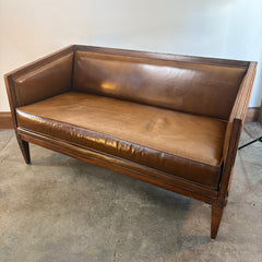 Mark David / Slifer Designs Brown Leather Settee Italian Regency Style, Sku 033232