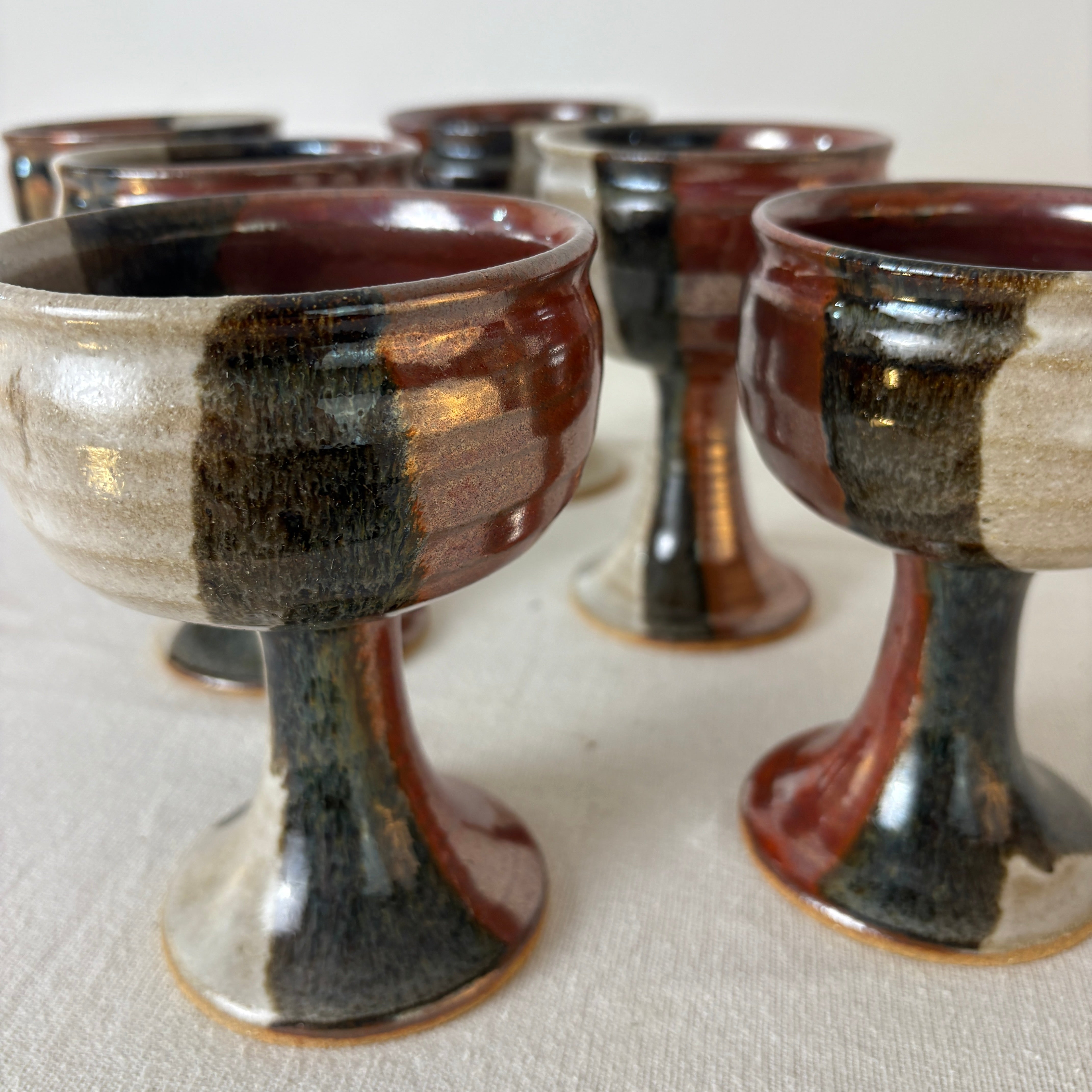 Set of 6 Pottery Goblets, Sku 033013