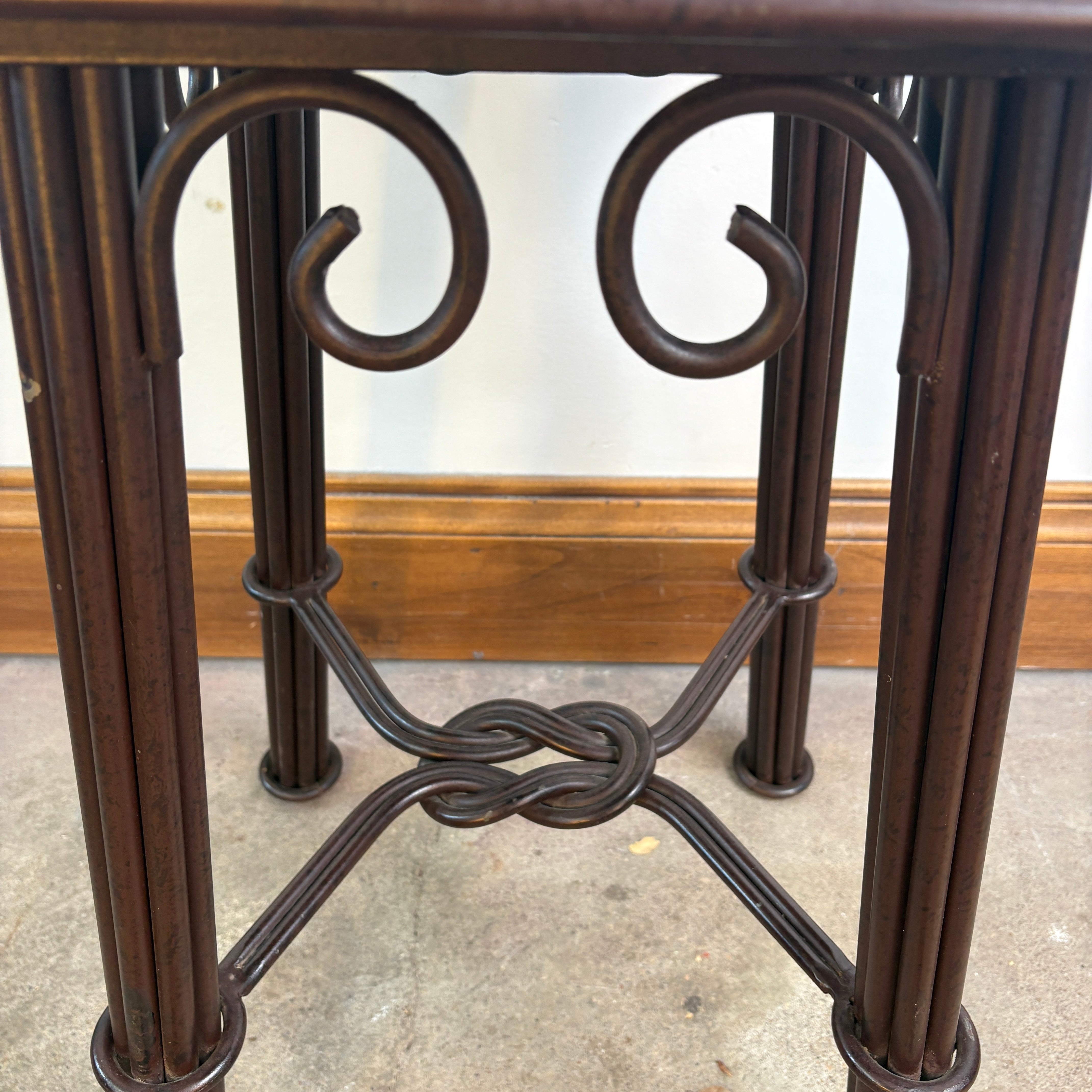 Leather and Iron Counter Height Stool w/ Branding, Sku 033023