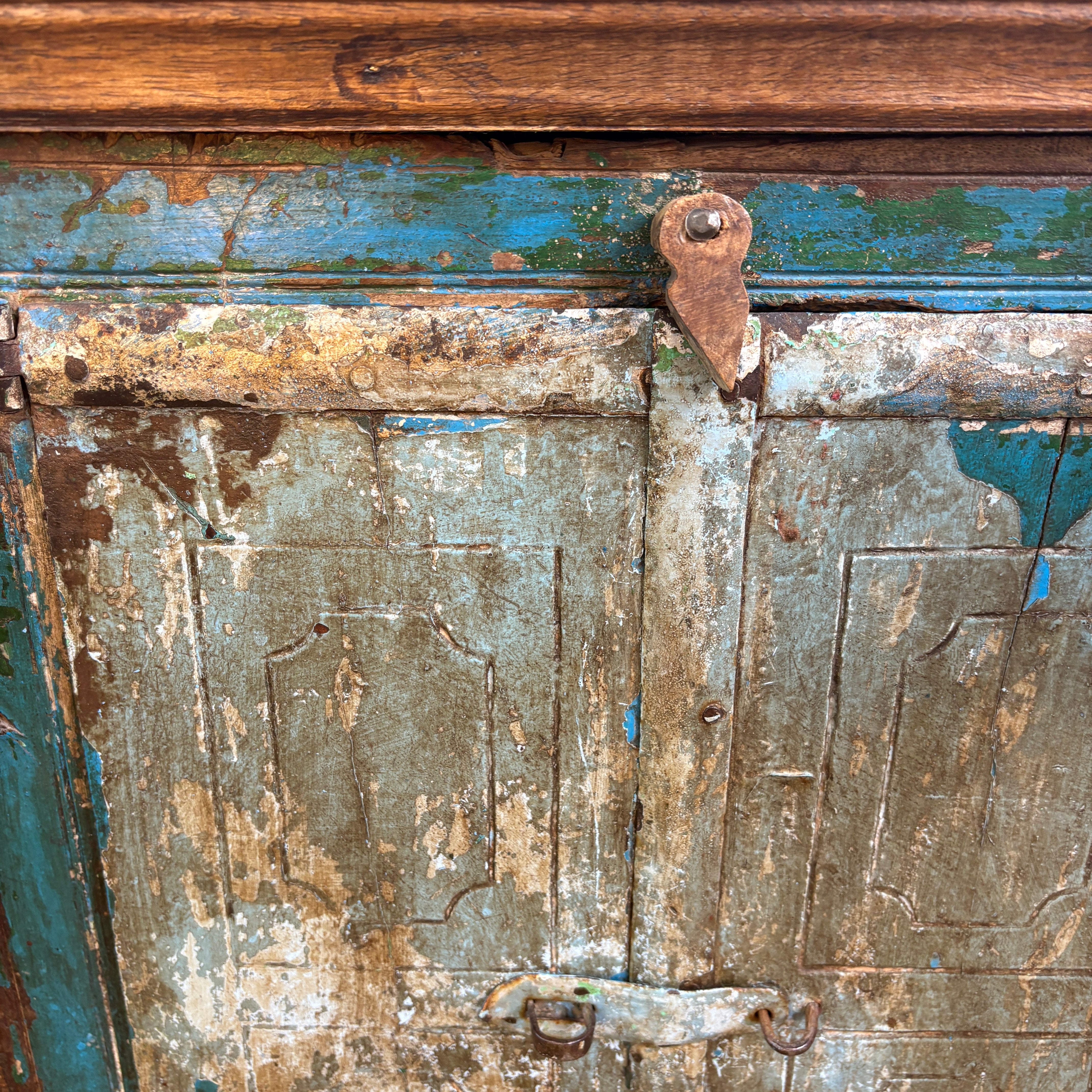 Primitive Blue Door Cabinet, Sku 033024