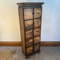 Tall Animal Themed 10 Door Cabinet with Woven Sides, Sku 033256