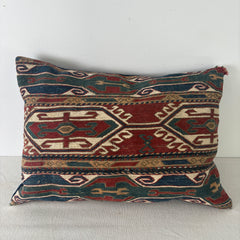 Kilim Pillow, Small Rectangle, Red, Blue, Beige, Cream, Down Filled, Sku: 033135