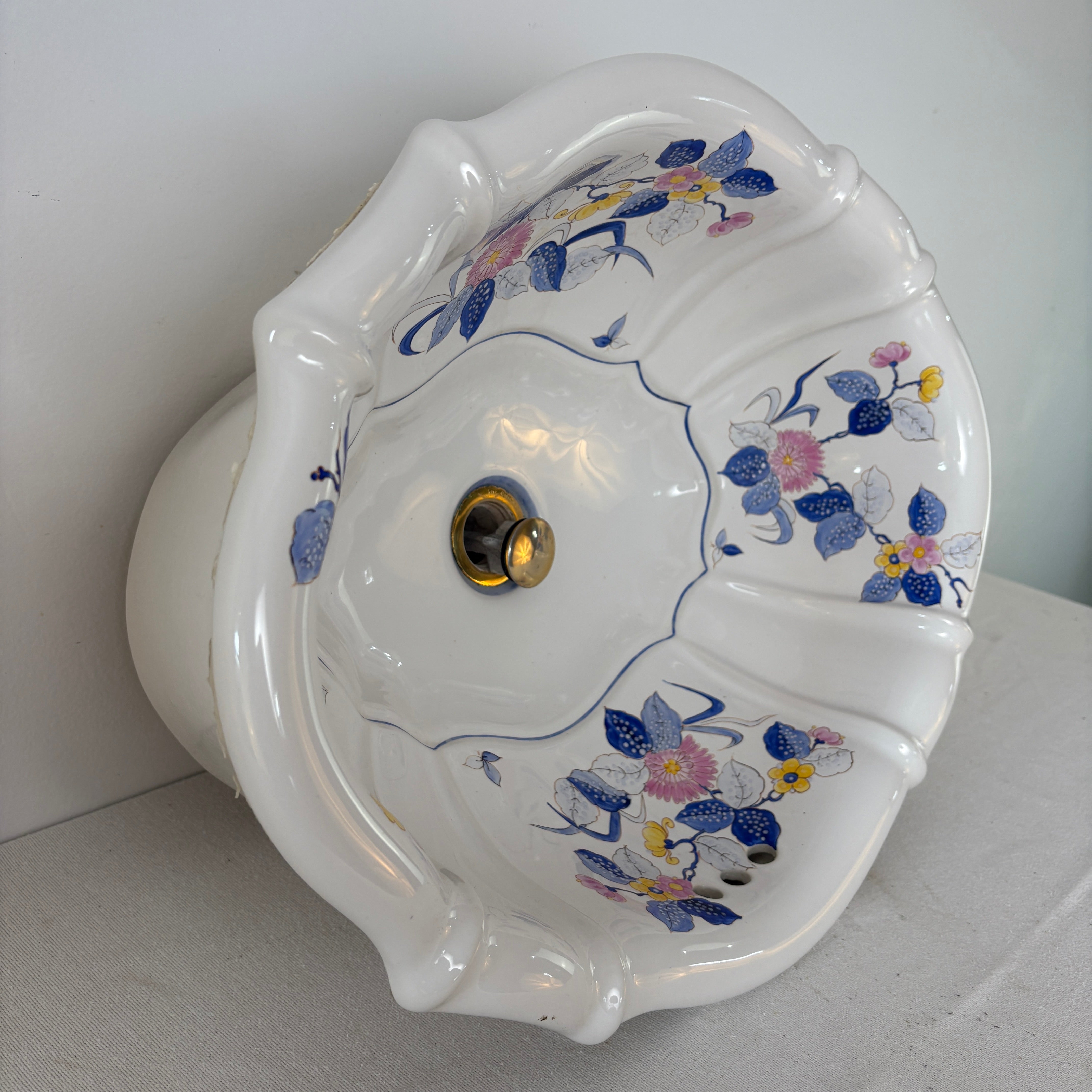 Sherle Wagner Vintage Italian Sink, blue & pink. Sku 033020
