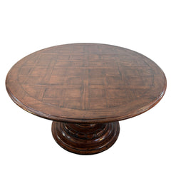 Bausman & Co. Parquet Style Top on Turned Single Pedestal Base, Sku 033231