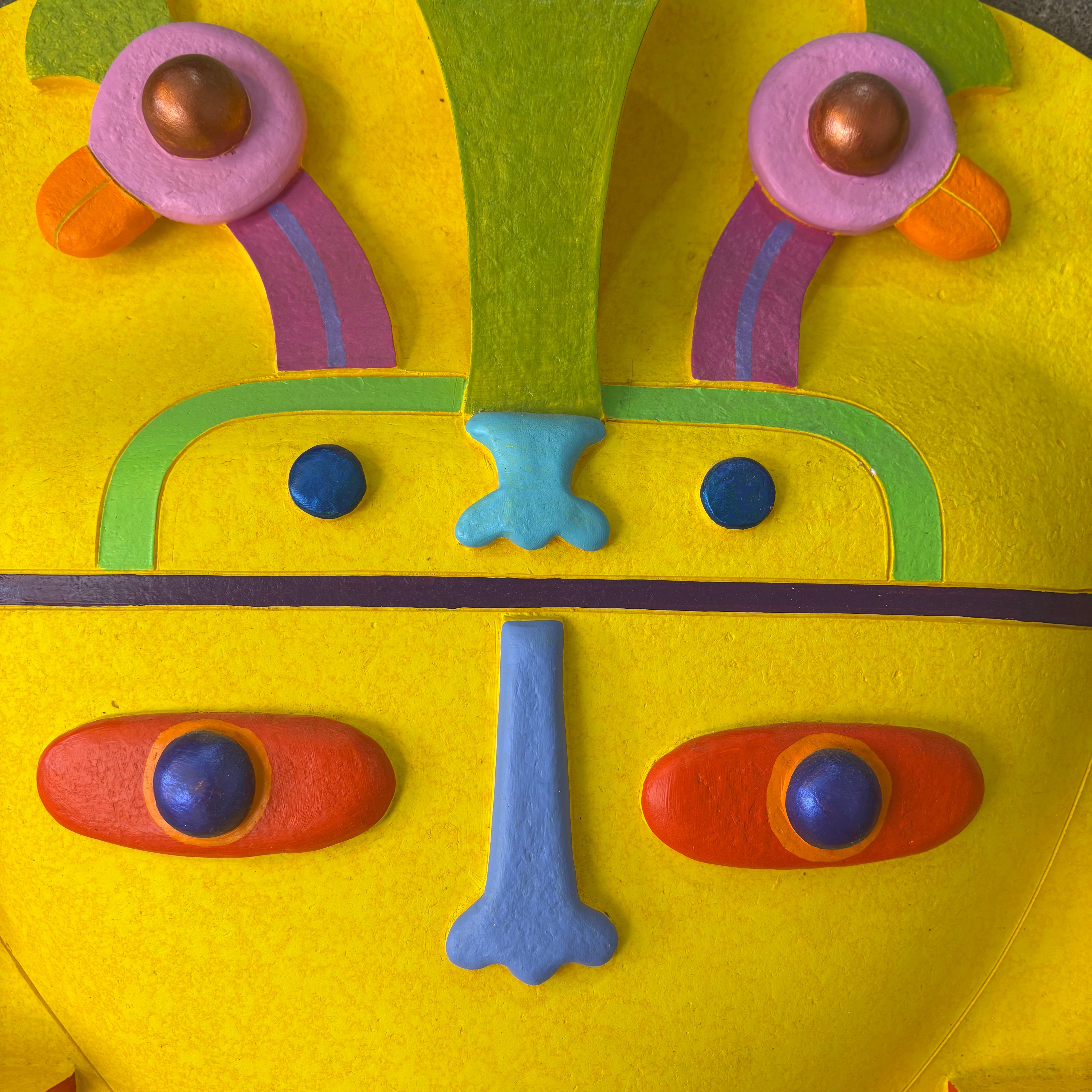 Ceramic created and painted by Max Lehman, Yellow Ground Color. Sku, 032985