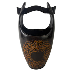 Decorative Vase with Handle, Cast in Resin, Ornate Design, Sku: 033205