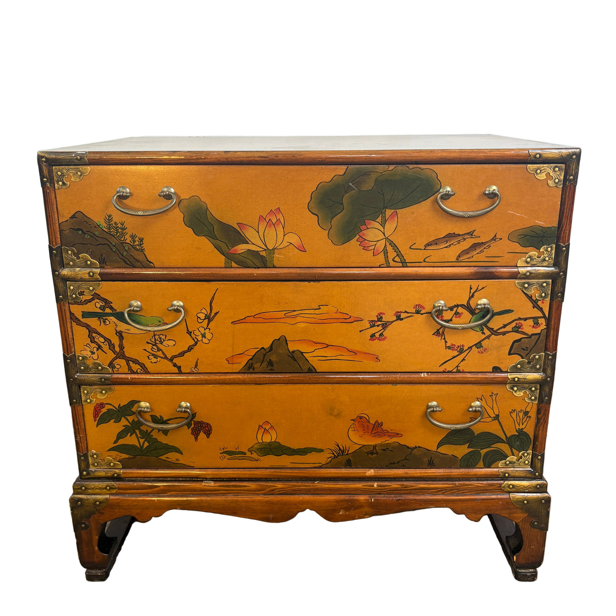 Mini Chest of Drawers, Lotus Theme, Wood and Metal, Sku 033004