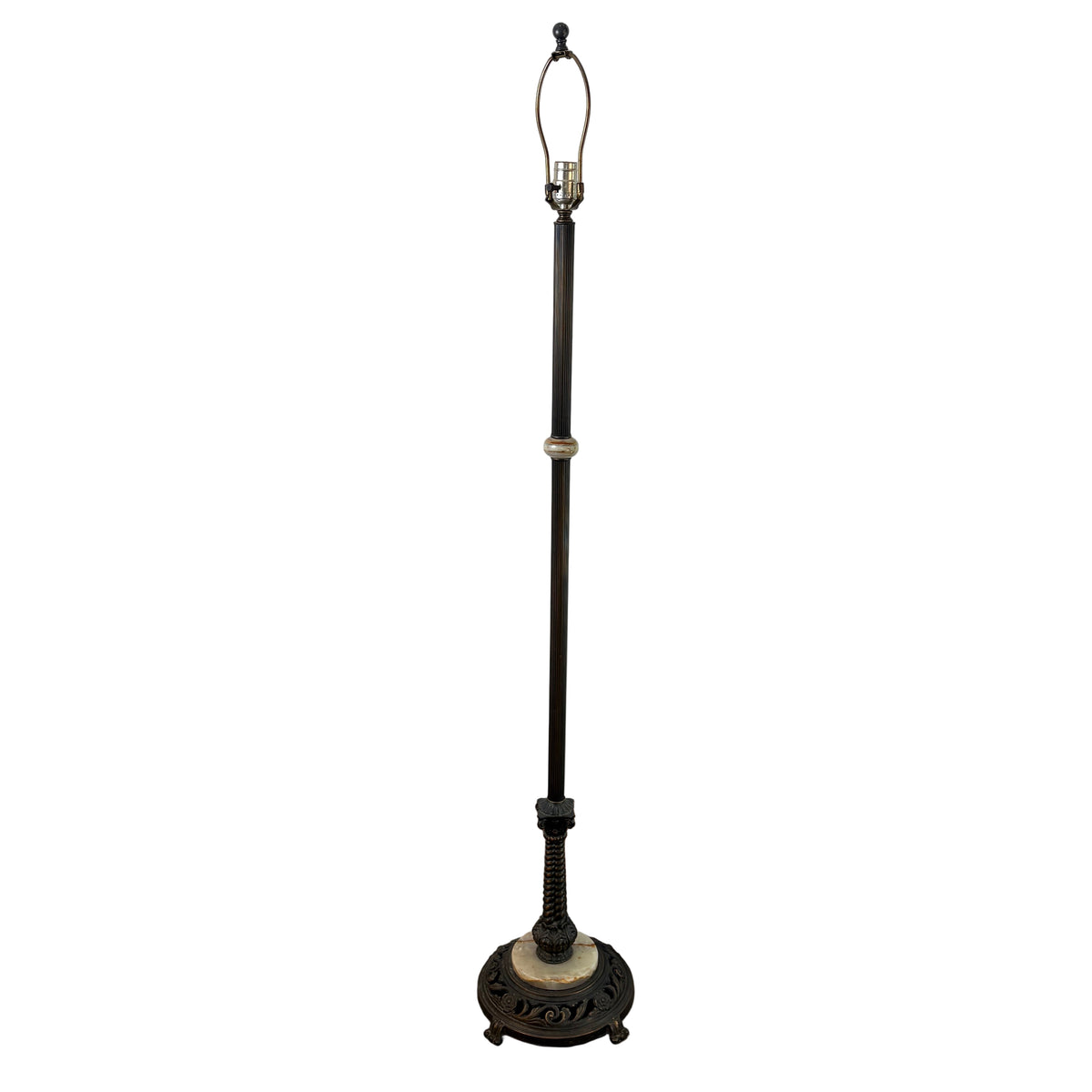 Brass Floor Lamp with Natural Onyx Detail, Sku: 033123