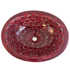 Talavera Mexican Folk Art Hand Painted Sink Stylized Feather Design, Sku 033237