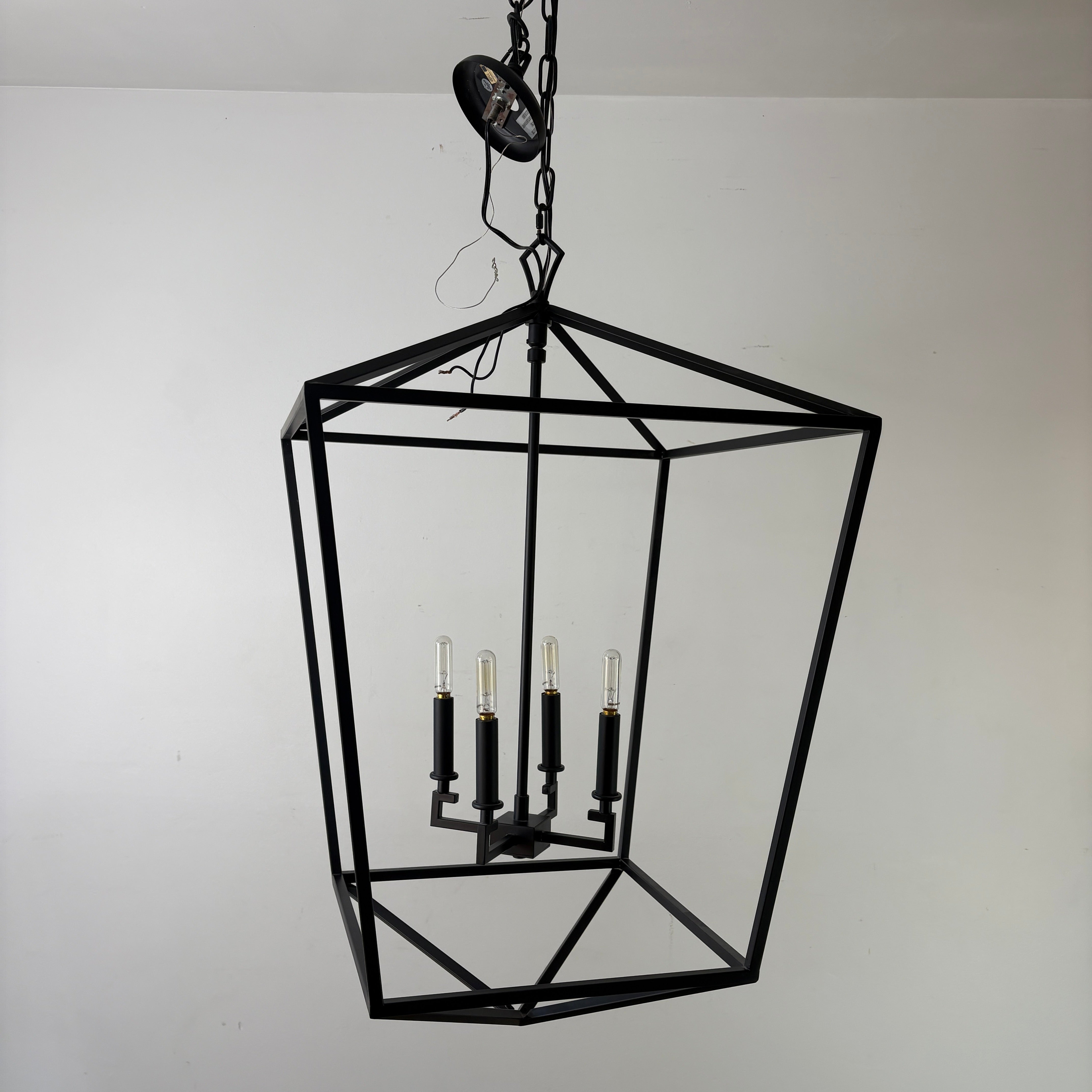 Arhaus Black Finish Metal Lantern Style Pendant, 4 Bulb, Sku :033167