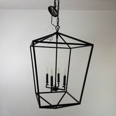 Arhaus Black Finish Metal Lantern Style Pendant, 4 Bulb, Sku :033167