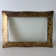 Reverse Painted Glass Tray, Brown Toned Edge Detail and Clear Interior, Sku: 033201