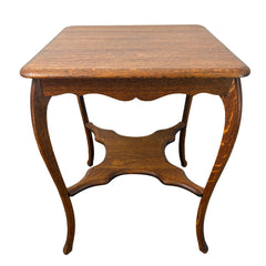 Oak Parlor Table, Vintage, Scalloped Detail on Apron, Stretcher Shelf, Sku: 033136