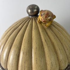 Lidded Vessel, Fluted Detail with Frogs, Constructed of Resin, Sku: 033200