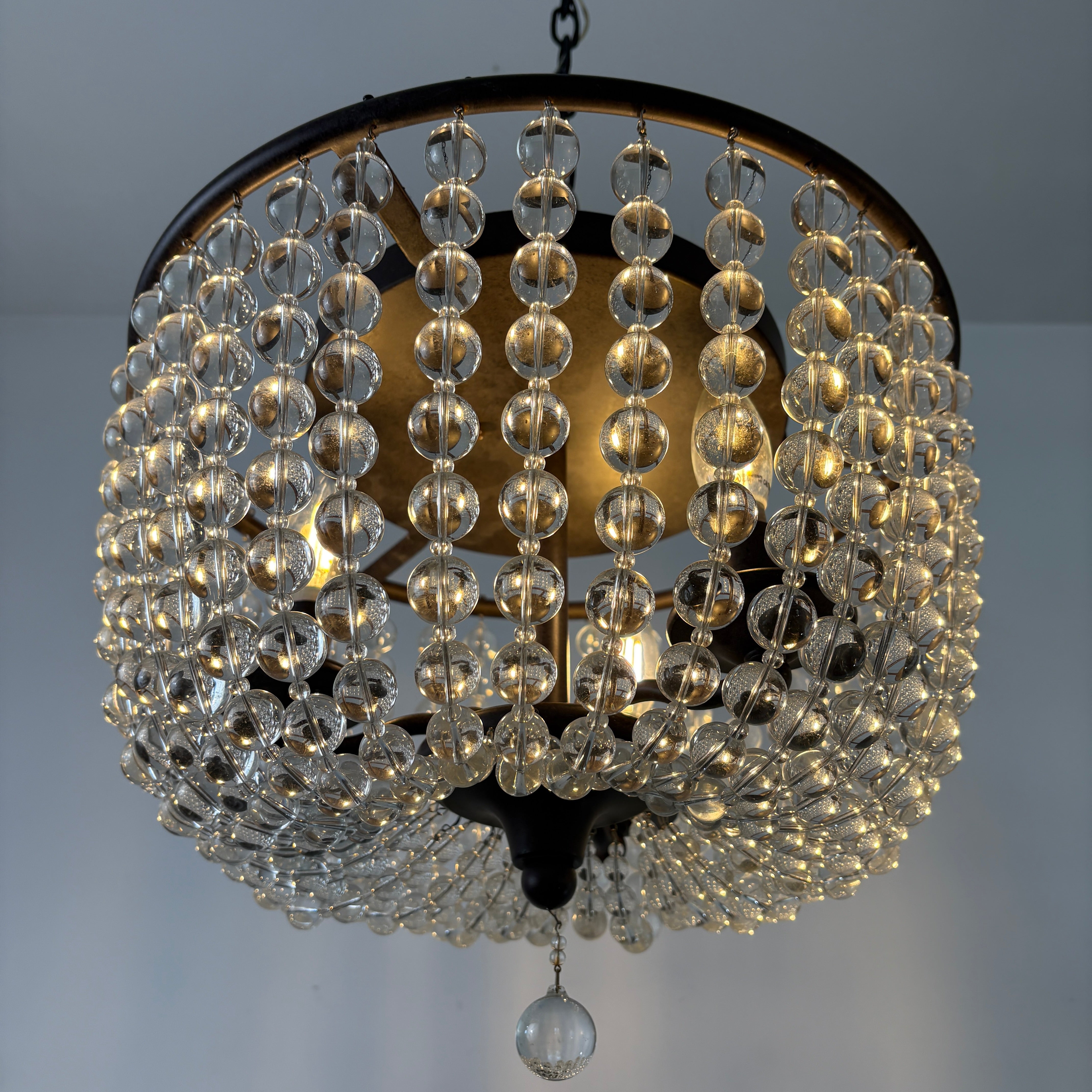 Chandelier with Glass Beads - Flush Mount, 3 Candle Lights Sku 033114