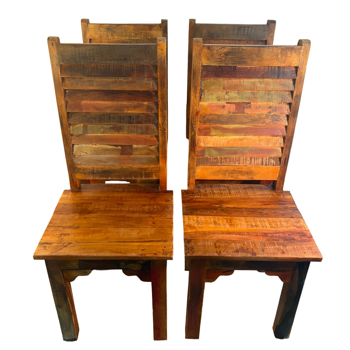Shutter Back Style Side Chairs Primitive Reclaimed Wood, Handcrafted, Set of 4, Sku 033261
