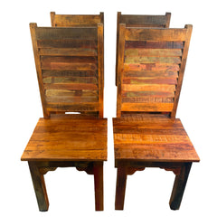 Shutter Back Style Side Chairs Primitive Reclaimed Wood, Handcrafted, Set of 4, Sku 033261