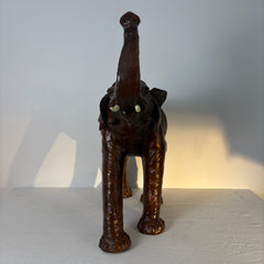 Leather Elephant Sculpture, Sku 033251